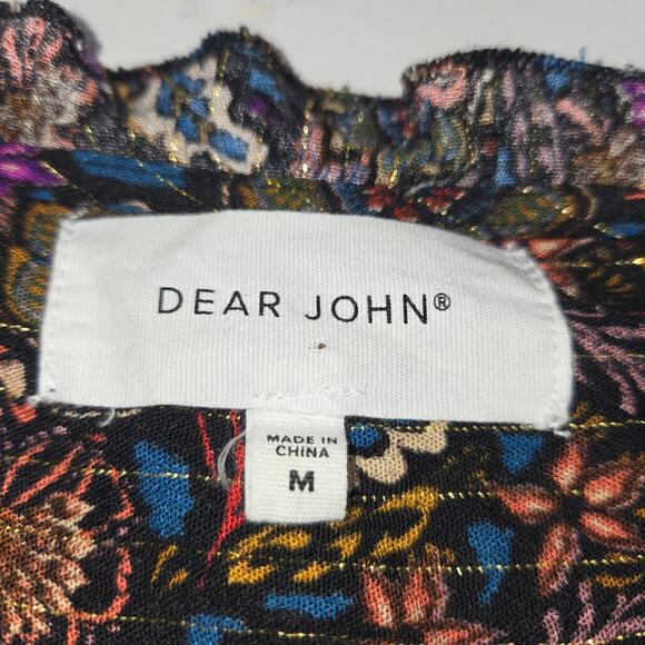 Dear John Womens Medium Top Flowy Colorful Dark Floral Leaves Nature Whimsygoth - Picture 2 of 10